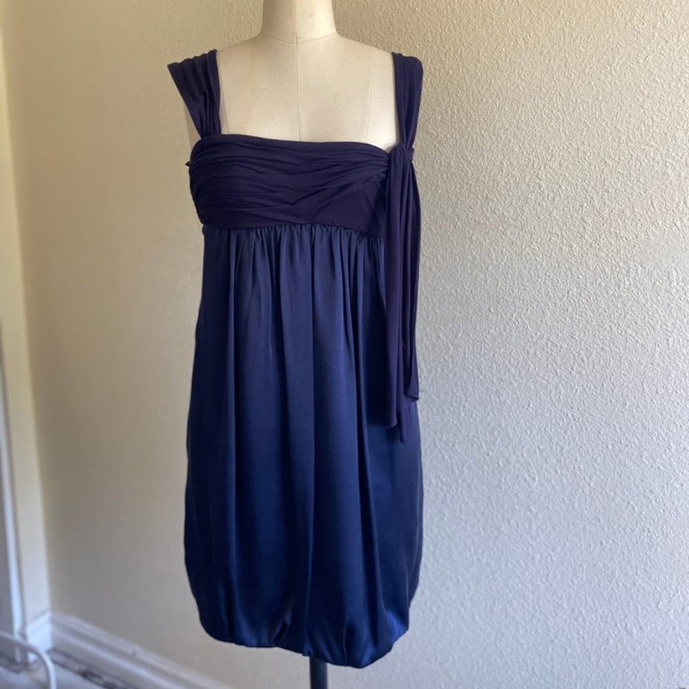 BCBGMaxAzria Navy Silk Empire Waist Bubble Dress